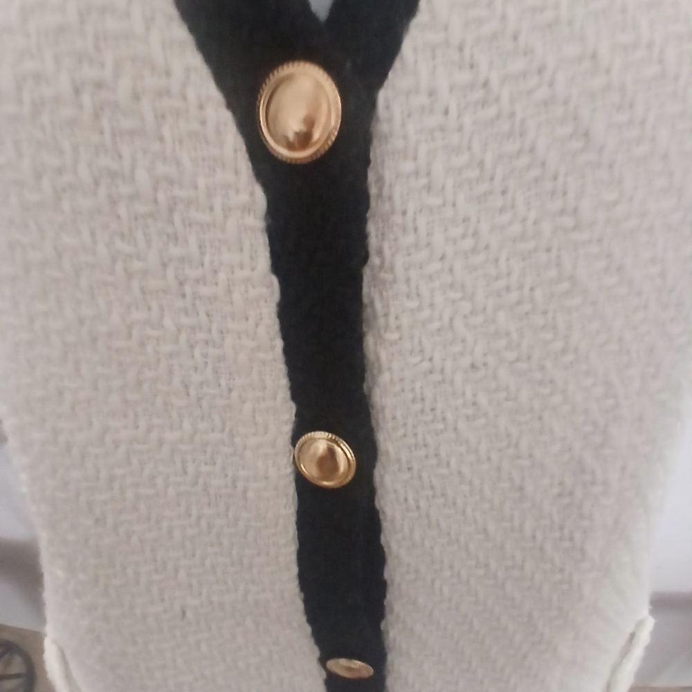 bebop Dress White Gold Buttons Sleeveless Elegant Sz S - Picture 5 of 9